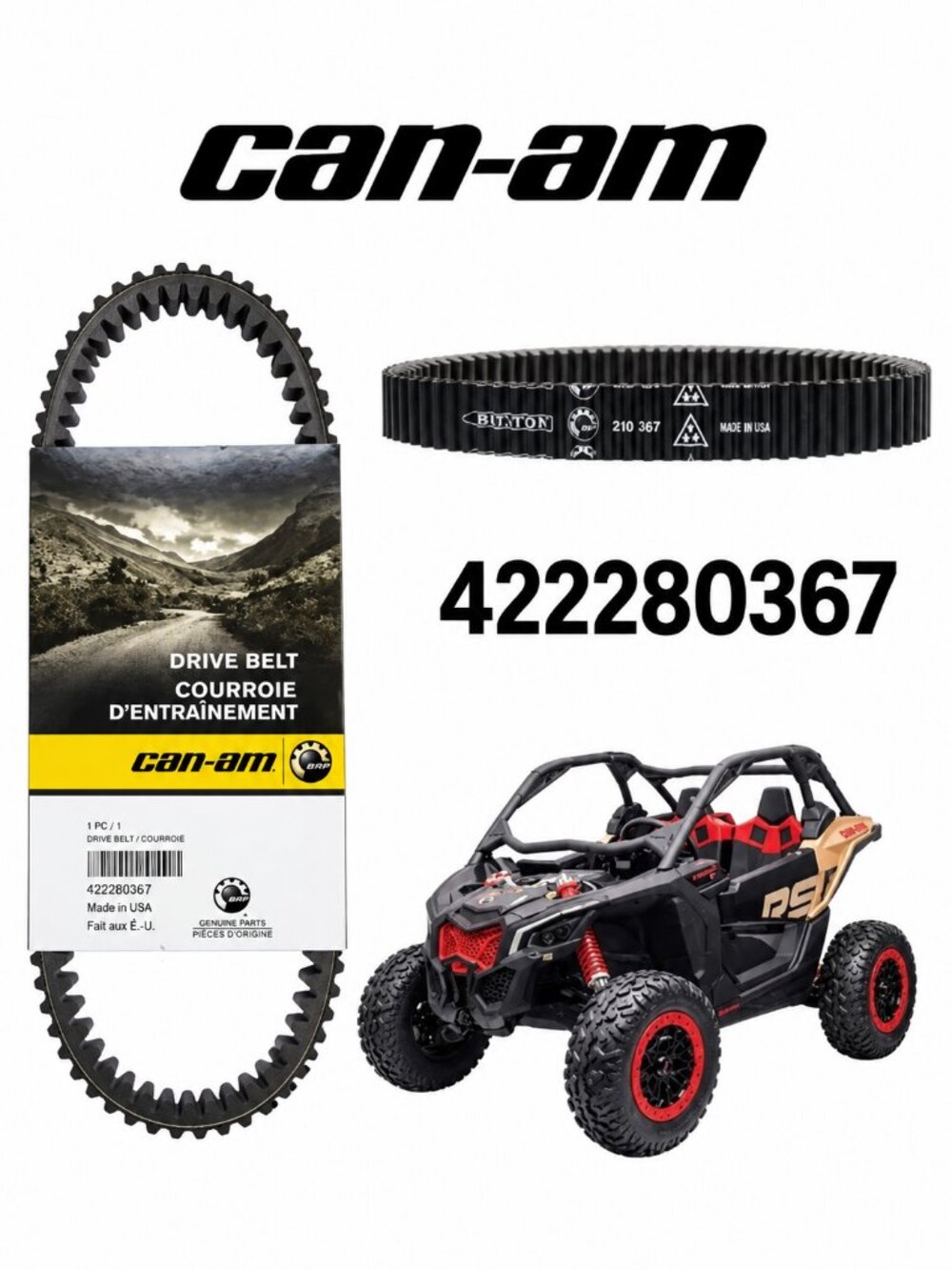 Can-Am 422280367 CVT Drive Belt | Maverick 1000 | Commander 1000R | New